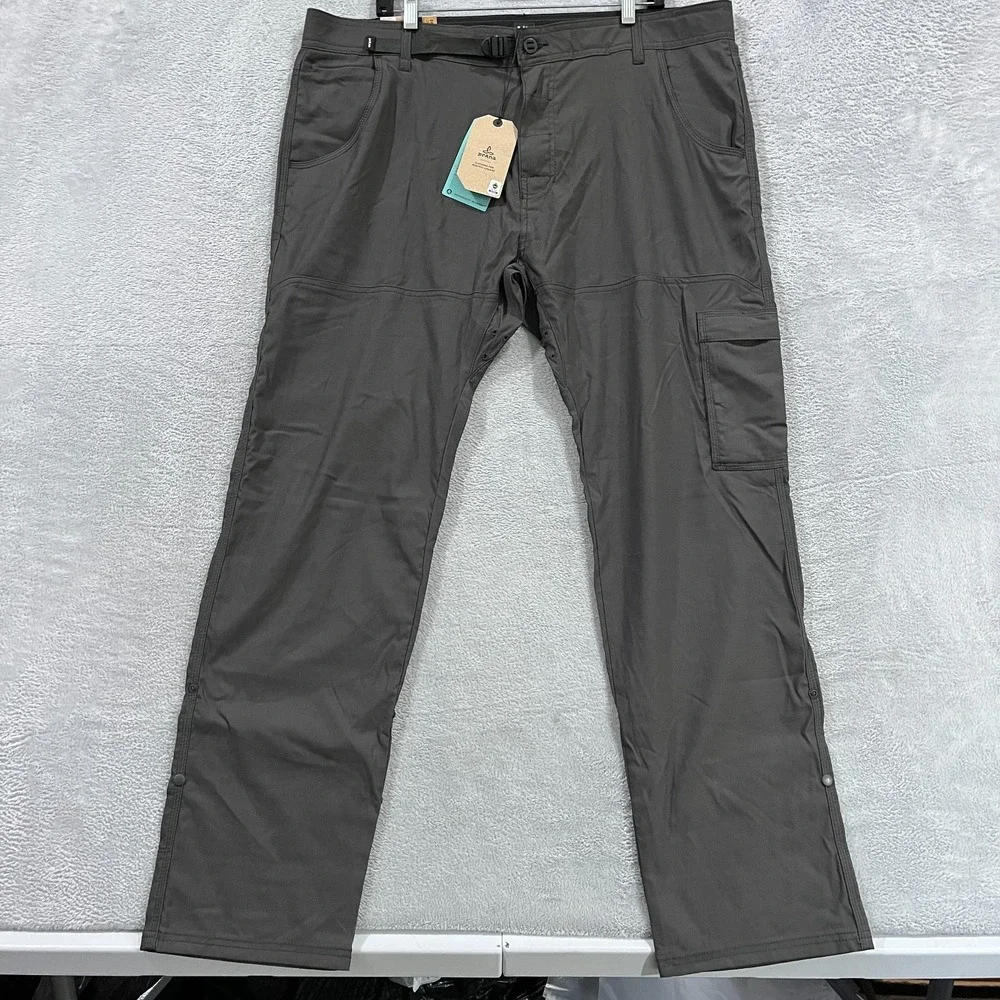 Prana Stretch Zion Slim Pant II Men 40x32 Dark Iron Grey Goprcore Stretch Belted